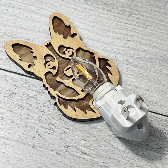 Corgi Dog Night Light Wooden Laser Cut Handmade Illuminated Decor - Picture 4 of 7